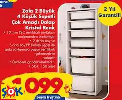 ZOLA 2 BÜYÜK 4 KÜÇÜK SEPETLİ ÇOK AMAÇLI DOLAP KRİSTAL RENK ZOLA 2 BÜYÜK 4 KÜÇÜK SEPETLİ ÇOK AMAÇLI DOLAP KRİSTAL RENK